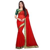 Kashvi Sarees Womens Chiffon Blend Saree With Blouse Piece Kashvi14681Red