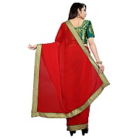 Kashvi Sarees Womens Chiffon Blend Saree With Blouse Piece Kashvi14681Red