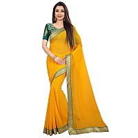 Kashvi Sarees Womens Chiffon Saree With Blouse Piece (Kashvi1468_3_Yellow)