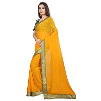 Kashvi Sarees Womens Chiffon Saree With Blouse Piece (Kashvi1468_3_Yellow)