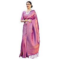 Pujia Mills Womens Banarasi Silk Saree with Blouse Kumbhi SareePurple