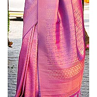 Pujia Mills Womens Banarasi Silk Saree with Blouse Kumbhi SareePurple