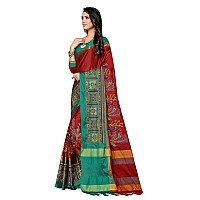 SERONA FABRICS Womens Banarasi Cotton Silk Embroidered Work Saree With Blouse Piece