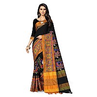 SERONA FABRICS Womens Banarasi Cotton Silk Embroidered Work Saree With Blouse Piece