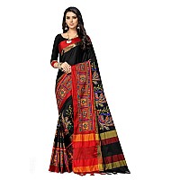 SERONA FABRICS Womens Banarasi Cotton Silk Embroidered Work Saree With Blouse Piece