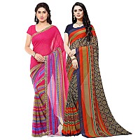 Anand Sarees Georgette Sarees with Blouse Piece(Set of 2)