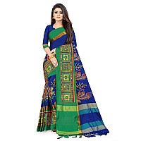 arriva fab Womens Kutchi Work Embroidered Exclusive Ready To Wear Saree With Unsitched Blouse Royal Blue Chanderi