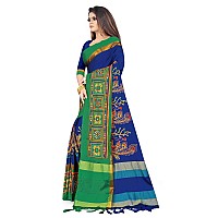 arriva fab Womens Kutchi Work Embroidered Exclusive Ready To Wear Saree With Unsitched Blouse Royal Blue Chanderi