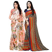 Anand Sarees Womens Bhagalpuri Georgette Saree with Blouse Piece (COMBO_1287_1499_Multicolour)