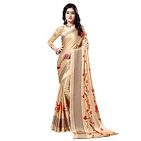 Satrani Womens Crepe Saree With Blouse Piece 1538ST124CreamOne SizeCream