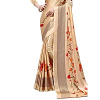 Satrani Womens Crepe Saree With Blouse Piece 1538ST124CreamOne SizeCream