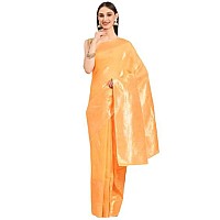 SILK LAND Womens Cotton Kota Silk Gold Copper Zari Saree With Unstitched Blouse Piece(Orange)