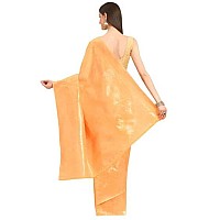 SILK LAND Womens Cotton Kota Silk Gold Copper Zari Saree With Unstitched Blouse Piece(Orange)