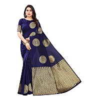 Blue Wish Womens Woven Banarasi Art Silk Saree (YELLOW)