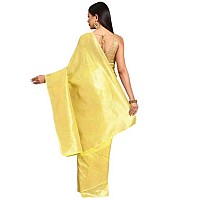 SILK LAND Womens Cotton Kota Silk Gold Copper Zari Saree With Unstitched Blouse Piece(Yellow)