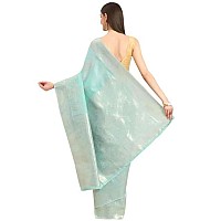 SILK LAND Womens Cotton Kota Silk Golden Zari Saree With Unstitched Blouse Piece(Blue)