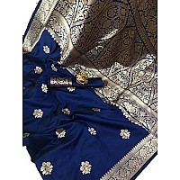 Blue Wish Womens Banarasi Art Silk Saree With Blouse Piece (N Jacquard_Grey)