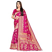 Blue Wish Womens Woven Banarasi Art Silk Saree (PINK)