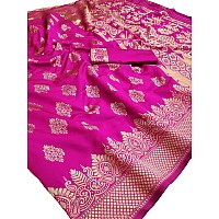 Blue Wish Womens Woven Banarasi Art Silk Saree (PINK)