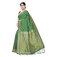 Akhilam Womens Banarasi Silk Saree With Unstitched Blouse Piece B08Gkq749SGreen