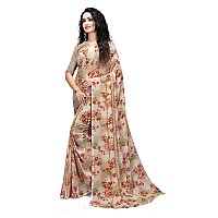 Mermaid Ocean Floral Georgette Saree with Blouse Piece (ME0273_Light Brown)