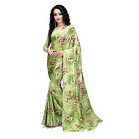 Mermaid Ocean Floral Georgette Saree with Blouse Piece (ME0275_Light Green)