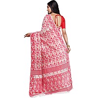 Aishwarya Sarees Womens Jamdani Cotton Saree With Blouse Piece (Aiswarya_saree218_White & Red)