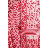 Aishwarya Sarees Womens Jamdani Cotton Saree With Blouse Piece (Aiswarya_saree218_White & Red)