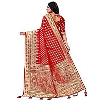 Mehrang Womens Zari Silk Blend Saree With Blouse Piece (Mehrang Exim_Red)