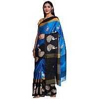 DHRUVI TRENDZ Womens Banarasi Cotton Silk Saree With Blouse Piece DtS163Sky Blue