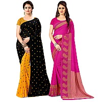 Anand Sarees Womens Synthetic Saree With Blouse Piece (Combo_As1262_1168_3_Yellow&Green-Blue_Os_Yellow & Green-Blue)