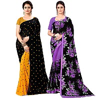 Anand Sarees Womens Bhagalpuri Georgette Saree With Blouse Piece (COMBO_AS_1262_5_1152_4_Yellow&Purple_OS_Multicolor)