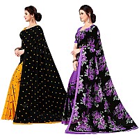 Anand Sarees Womens Bhagalpuri Georgette Saree With Blouse Piece (COMBO_AS_1262_5_1152_4_Yellow&Purple_OS_Multicolor)