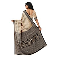 Miraan Womens Art Silk Printed Saree With Blouse Piece (VI2433; Beige)