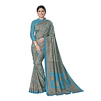 Miraan Womens Art Silk Printed Saree With Blouse Piece (VI2430; Blue)