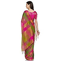 DHRUVI TRENDZ Womens Kanchipuram Cotton & Silk Saree With Blouse Piece (Dt-S1115&S1204_Multi & Rama Green)