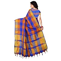 DHRUVI TRENDZ Womens Kanchipuram Cotton & Silk Saree With Blouse Piece (Dt-S1107&S1300_Dark Blue & Black)