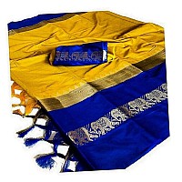 Blue Wish Womens Art Silk Woven Banarasi Saree (N Jacquard, T NAVYBLUE)