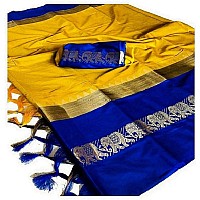 Blue Wish Womens Art Silk Woven Banarasi Saree (N Jacquard, T NAVYBLUE)