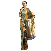 AKHILAM Womens Solid Silk Blend Saree With Unstitched Blouse Piece(Multi_HSA27002)