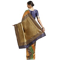 AKHILAM Womens Solid Silk Blend Saree With Unstitched Blouse Piece(Multi_HSA27002)