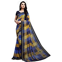 Vaamsi Womens georgette with blouse piece (PC1053_ Blue_ One Size)