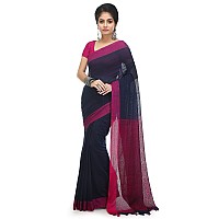 BENGAL HANDLOOM Womens Woven Cotton Saree With Blouse Piece (BHMLML10_Blue And Pink)