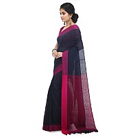 BENGAL HANDLOOM Womens Woven Cotton Saree With Blouse Piece (BHMLML10_Blue And Pink)