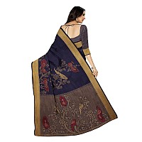 MIMOSA Art Women Kanjivaram Style Art Silk Saree Color : Navy Blue