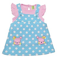 Clothe Funn Babygirls Cotton Pinafore Kneelength Dress Nbfrk413Bp1824Tblue Pink