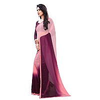 Blue Wish Womens Georgette Saree with Blouse Piece (Sky Blue and Pink)