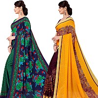 Anand Womens Combo of Georgette Sarees with Blouse Piece(PackSet of 2 sarees COMBO_AS_1107_1_1190_2)