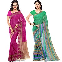 Anand Womens Combo of Georgette Sarees with Blouse Piece(PackSet of 2 sarees COMBO_1164_4_1168_3)