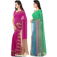 Anand Womens Combo of Georgette Sarees with Blouse Piece(PackSet of 2 sarees COMBO_1164_4_1168_3)